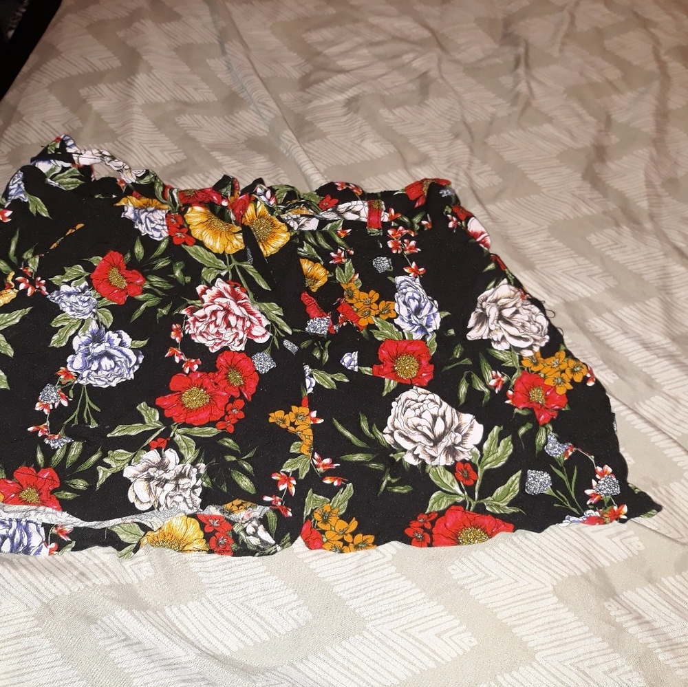 Floral silk shorts